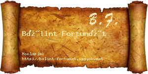 Bálint Fortunát névjegykártya